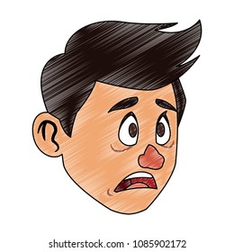 Sick man face scribble