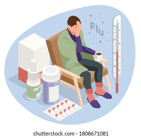 Sick Man Flu Symptoms Stock Vector (Royalty Free) 1808671081 | Shutterstock