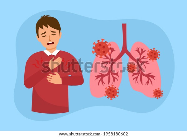 Sick Man Has Chest Pain Symptom Stock Vector (Royalty Free) 1958180602 ...