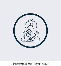 Sick man icon with chills and a cold. Coronavirus disease. Man with a cold sign, respiratory viral infection icon