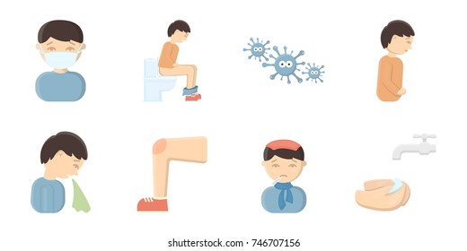 The sick man icons in set collection for design.Illness and treatment vector symbol stock web illustration.