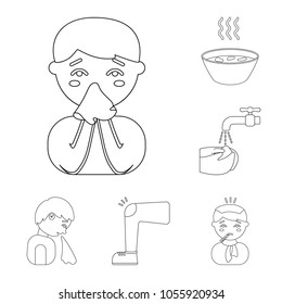 The sick man outline icons in set collection for design.Illness and treatment vector symbol stock web illustration.