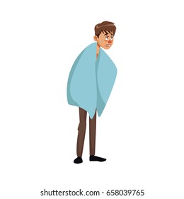 sick man red nose symptoms and sweating