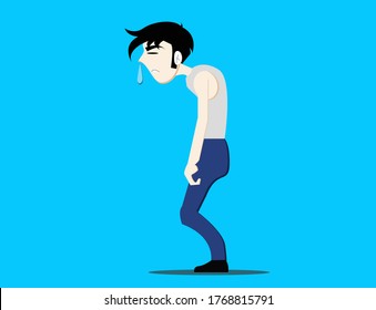 Un hombre enfermo con una nariz sonora