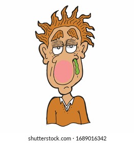sick man with runny nose. vector cartoon.