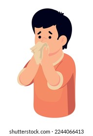 sick man with tissue paper icon isolated