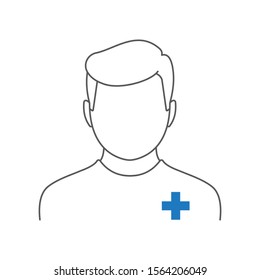 Sick man. Vector illustration of patient. 