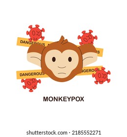 Sick Monkey With Pox Virus. Monkeypox Virus Zoonotic, Viral  Infectious Disease Of Animals, Humans. Infect Human, Nonhuman Primates. Ape Face. Stop The Virus From The Poxvirus Family For Medical News