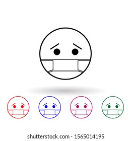Sick multi color icon. Simple thin line, outline vector of emoji icons for ui and ux, website or mobile application