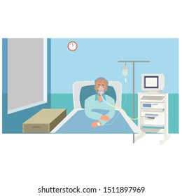 sick old man admitted in ICU 