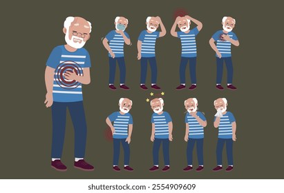Sick old people with different symptoms