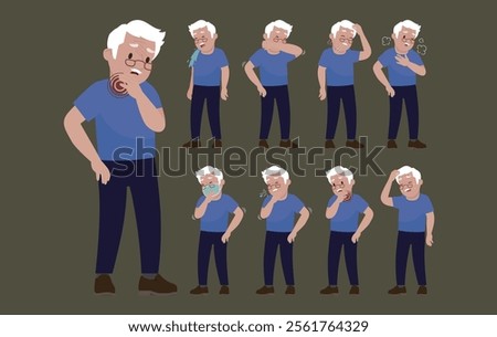 Sick old people with different symptoms
