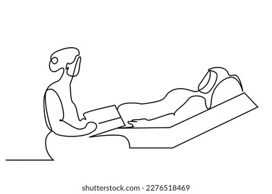 sick old person giving her support on hospital bed girl reading book support help