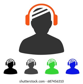 Sick Operator flat vector pictograph. Colored sick operator gray, black, blue, green icon versions. Flat icon style for web design.