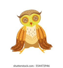 Sick Owl Cute Cartoon Character Emoji With Forest Bird Showing Human Emotions And Behavior