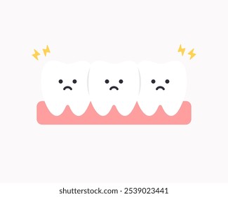Sick pain teeth character icon. Healthcare, dental, medicine, treatment, hygiene, oral care concepts. Flat cartoon vector design isolated illustration.