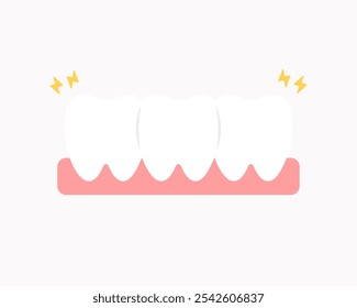 Sick pain teeth icon. Healthcare, dental, medicine, treatment, hygiene, oral care concepts. Flat vector design isolated illustration.