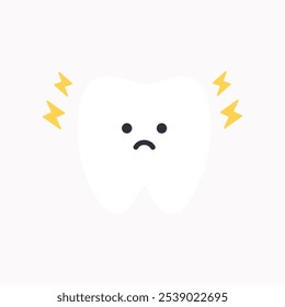 Sick pain tooth character icon. Healthcare, dental, medicine, treatment, hygiene, oral care concepts. Flat cartoon vector design isolated illustration.