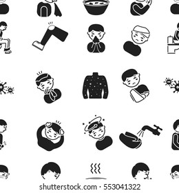 Sick pattern icons in black style. Big collection of sick vector symbol stock illustration