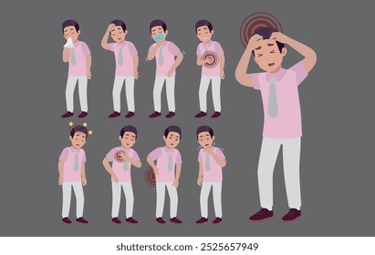 Personas enfermas con diferentes síntomas