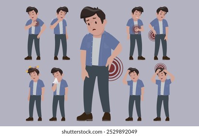 Sick people with different symptoms