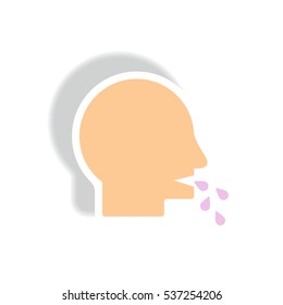 sick person coughs Vector paper sticker various symptoms of Tuberculosis wet cough