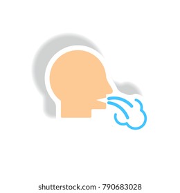 sick person coughs Vector paper sticker various symptoms of Tuberculosis cough
