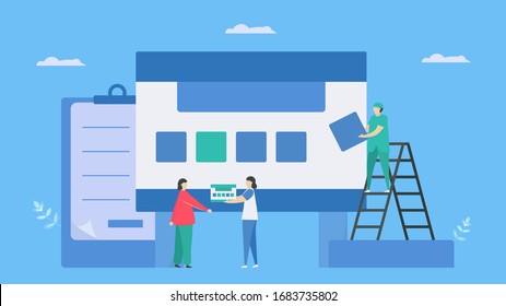 Sick Person Gets Patient Card From Medical Receptionist. It Is Information Summaries Customized To Physicians In Practice. It Is Easy To Simplify Access Data. Workflow Concept.