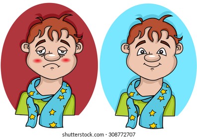 a sick person and a healthy person set