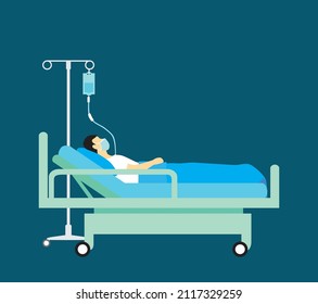 sick person, patient bed, vector illustration
