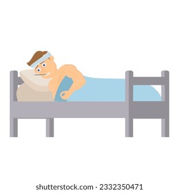 Sick person. Patient with a high temperature and a thermometer, vector illustration