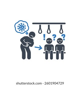 Sick Person in Queue Icon On White Background