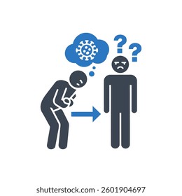 Sick Person Thinking of Virus Icon On White Background