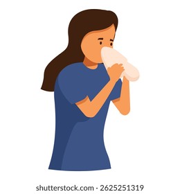 Persona enferma que usa el tejido, que sufre de frío o alergia