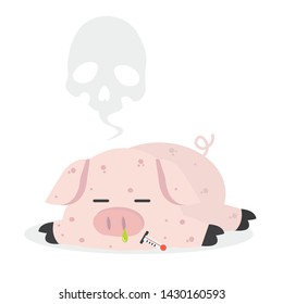 Sick Pig  Swine Flu with dead