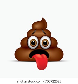 Sick poo emoticon, emoji - poop face - vector illustration