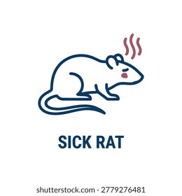Sick Rat Icon Illustration Containing infected animal, disease carrier, and health hazard