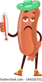 Sick sausage, illustration, vector on white background.
