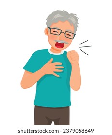 Enfermos ancianos hombres de edad avanzada tosiendo a causa del frío, fiebre, bronquitis, asma, alergia y enfermedades respiratorias