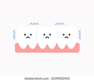 Sick sensitive teeth character icon. Healthcare, dental, medicine, treatment, hygiene, oral care concepts. Flat cartoon vector design isolated illustration.