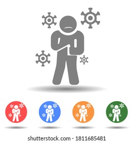 Sick shivering flu man icon vector logo isolated on background
