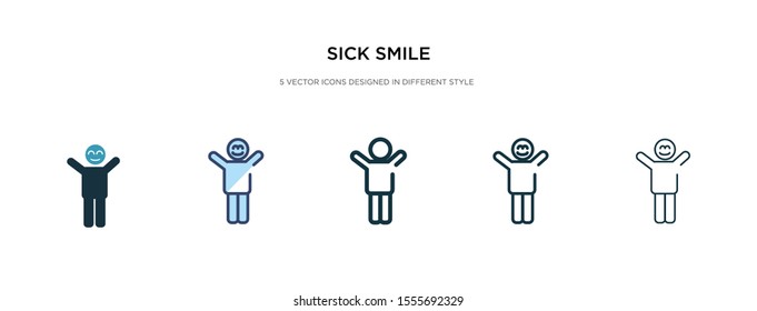 sick smile icon in different style vector illustration. two colored and black sick smile vector icons designed in filled, outline, line and stroke style can be used for web, mobile, ui