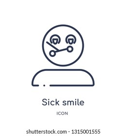 sick smile icon from people outline collection. Thin line sick smile icon isolated on white background.
