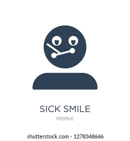 sick smile icon vector on white background, sick smile trendy filled icons from People collection, sick smile vector illustration