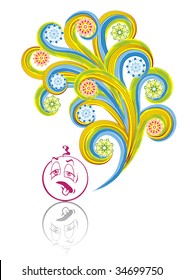 Sick smilie in abstract collage. Format A4. Vector illustration. Isolated groups and layers. Global colors.