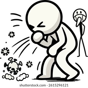 sick stick figure coughing vector