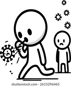 sick stick figure coughing vector