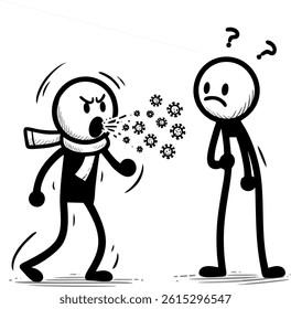 sick stick figure coughing vector