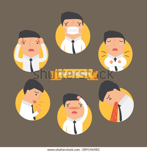 Sick Symptoms Cold Man Flat Icon Stock Vector (Royalty Free) 289146482