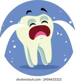 
Sick Tooth Crying Bubble Vector Cartoon Illustration. Distressed Molar suffering a toothache 
